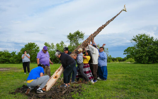 Stickball pole raising at Haskell honors tradition, social connection